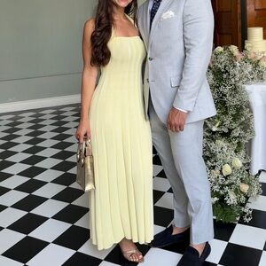 MESHKI YELLOW KNIT HALTER MIDI DRESS XS